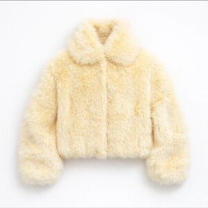 Women's butter yellow Faux Fur Jacket